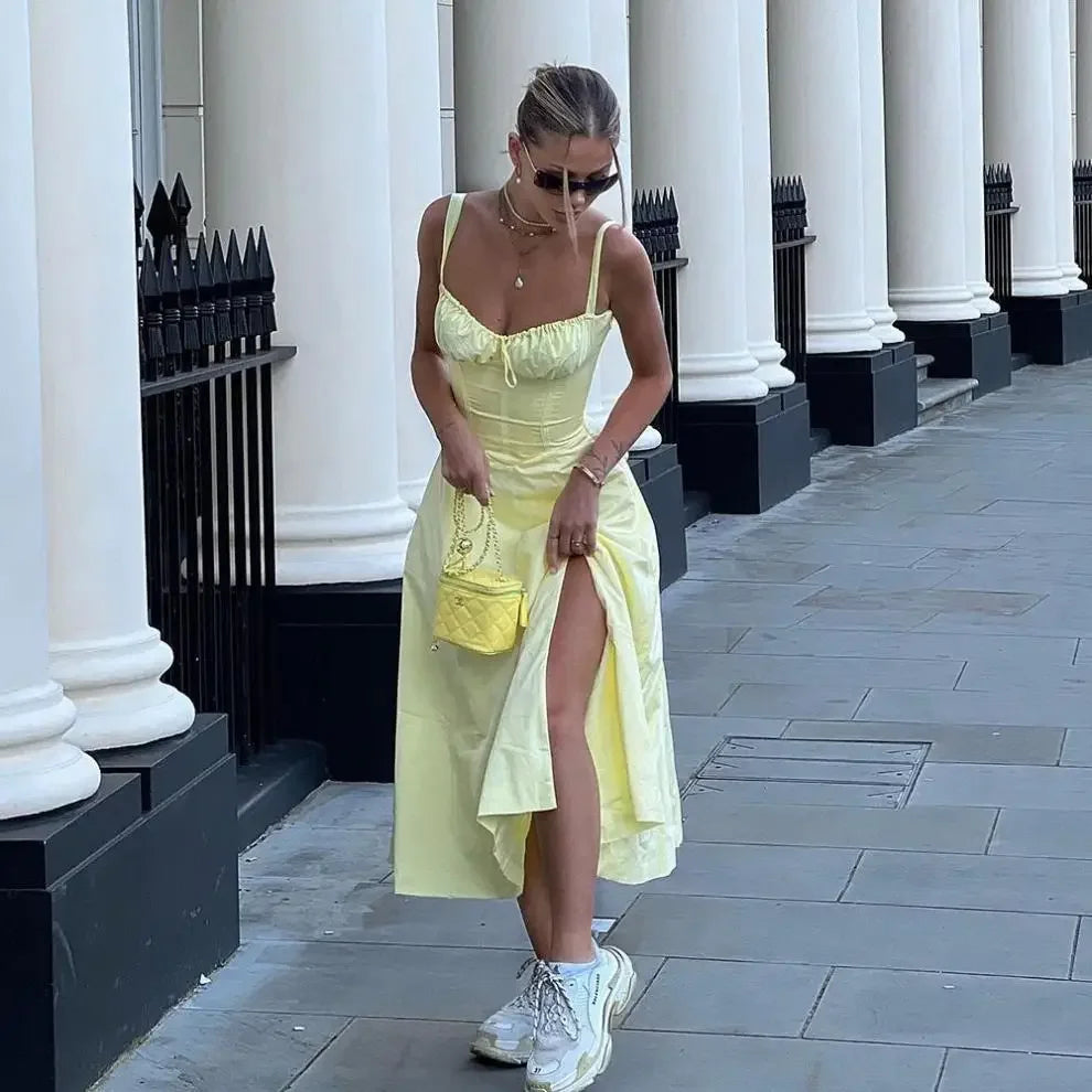 Sexy Floral Print Corset Long Dress Women's Slips Dresses Female Bandage Spring Summer Y2K Summer Holiday Vacatioin White Pink