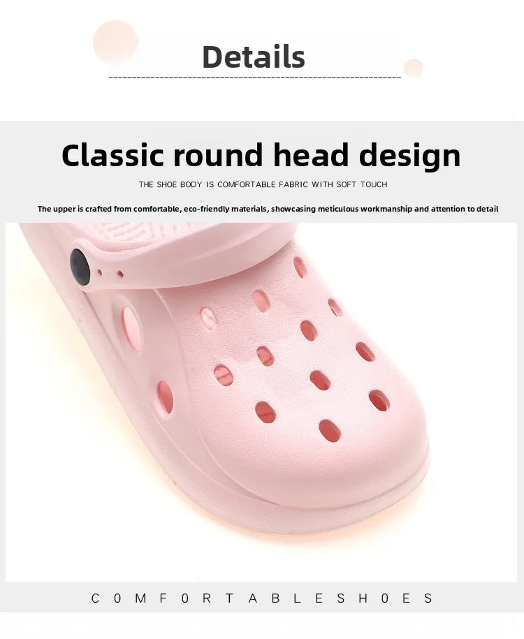 Slippers Summer Anti-Slip Couple Hollow Covered Toe Indoor Outdoor Casual Thick Bottom Sandals for Home Adults