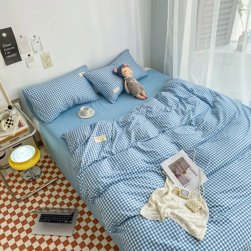 Small plaid pattern style single quilt cover double bed down duvet cover220x240cm large size quilt cover without pillowcase