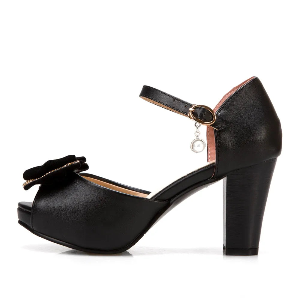 Women Platform open toe High Heels Spring Summer Bow Peep Toe Sandals Ladies White Black Bride Wedding Shoes 2025 Party Pumps