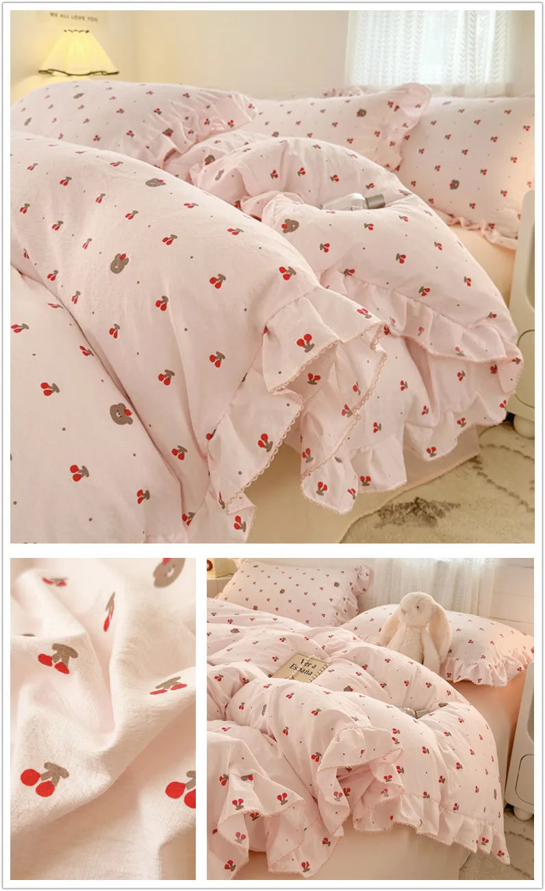 Bonenjoy Lace Duvet Cover Printed Home Quilts Cover Ruffles Comforter Covers Adults Kids Room Bedding (Pillowcase Need Order)