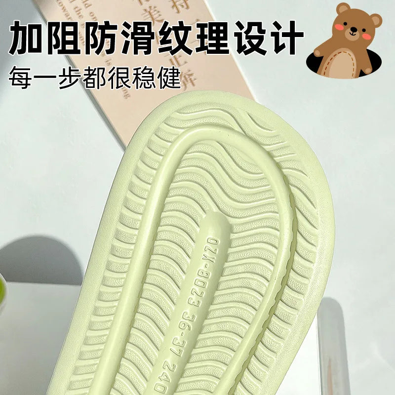 2026 Home Slippers for Women Men Open Toe Waterproof Soft Sole Slides Summer One Strap Solid Color Comfort Flat Bottom Slippers