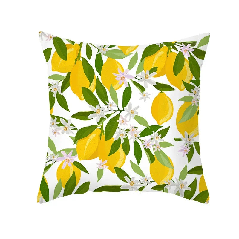 Cushion Cover Throw Pillow Sofa Decorative Pillowcase Lemon Pattern Summer