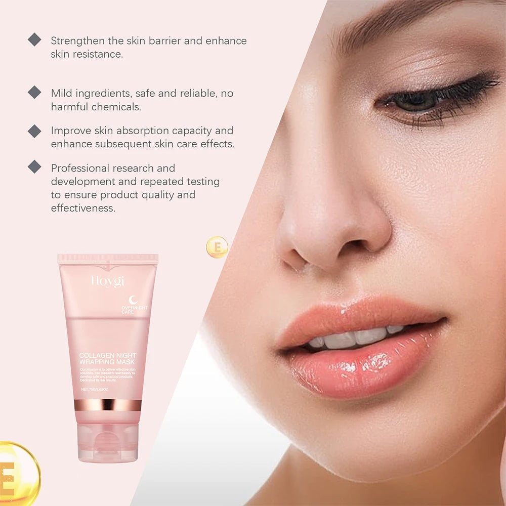 75ml Collagen Peel-off Face Mask Night Wrapping Mask + 50g Collagen Jelly Cream Firming Skin Moisturizing Facial Masks Cream