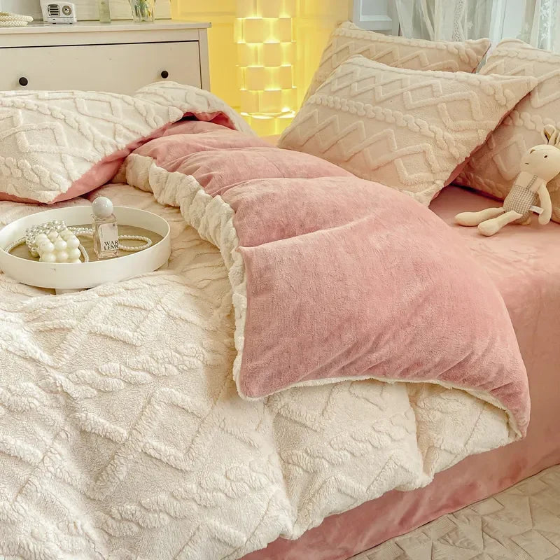 Taffel Velvet Duvet Cover for Winter Super Warm Soft Solid Color Comforter Cover Blanket Covers for Double Beds NO Pillowcase