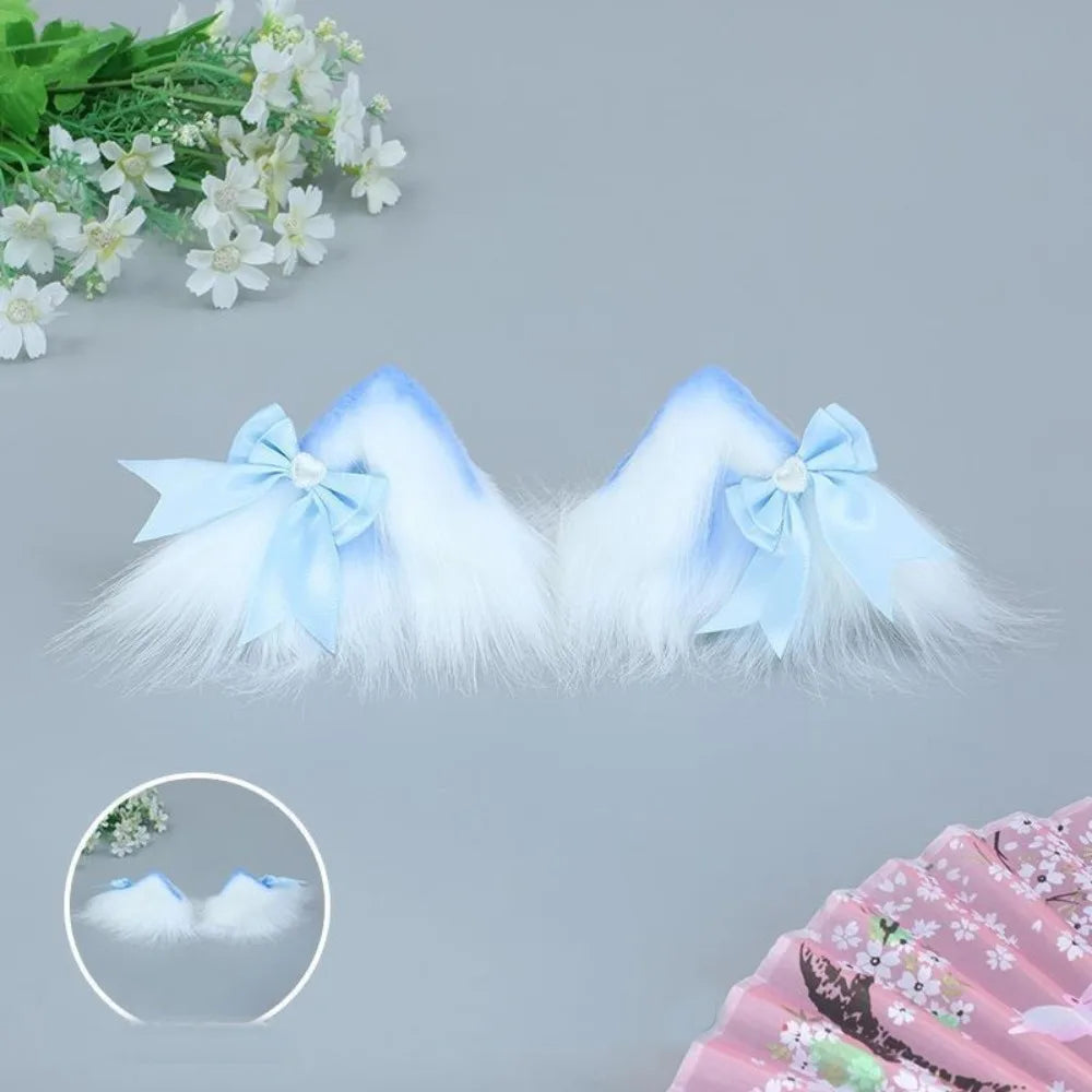 New Lolita Cat Ears Headband Lace Cosplay Head Wrap Bow Headdress Women