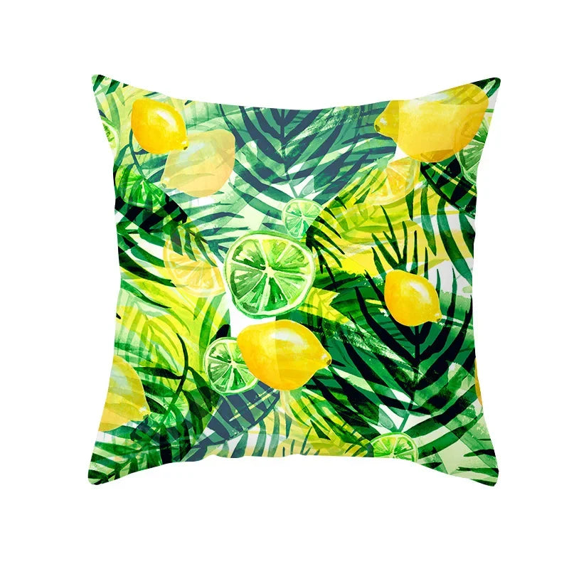 Cushion Cover Throw Pillow Sofa Decorative Pillowcase Lemon Pattern Summer