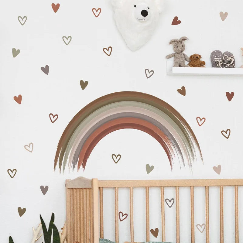 Boho Rainbow Vinyl Child Wall Sticker For Baby Room Decor Bedroom Accessories Furniture Sticker Adhesive Wallpaper Wall Decor