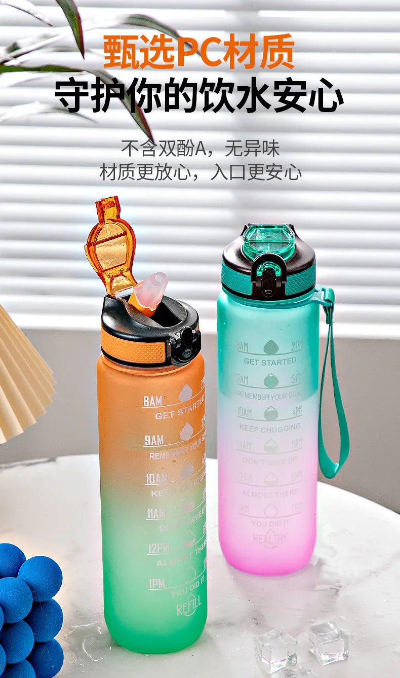 1 Liter Water Bottle Motivational Sport Water Bottle Leakproof Bottles Drinking Outdoor Travel Gym Fitness Jugs For Kitchen Cups