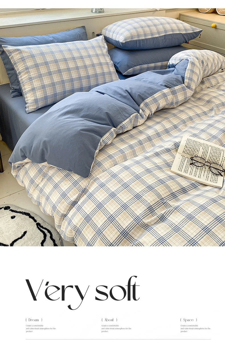 Modern Minimalist Plaid Duvet Cover 220x240 Soft Breathable All Season Queen Comforter Cover Single Piece Striped Quilt Covers
