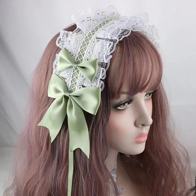 Lovely Sweet Hair Hoop Anime Maid Cosplay Headband Lolita Lace Flower Headwear Hand Made for Girls Mujer Kawaii Hair Accessory