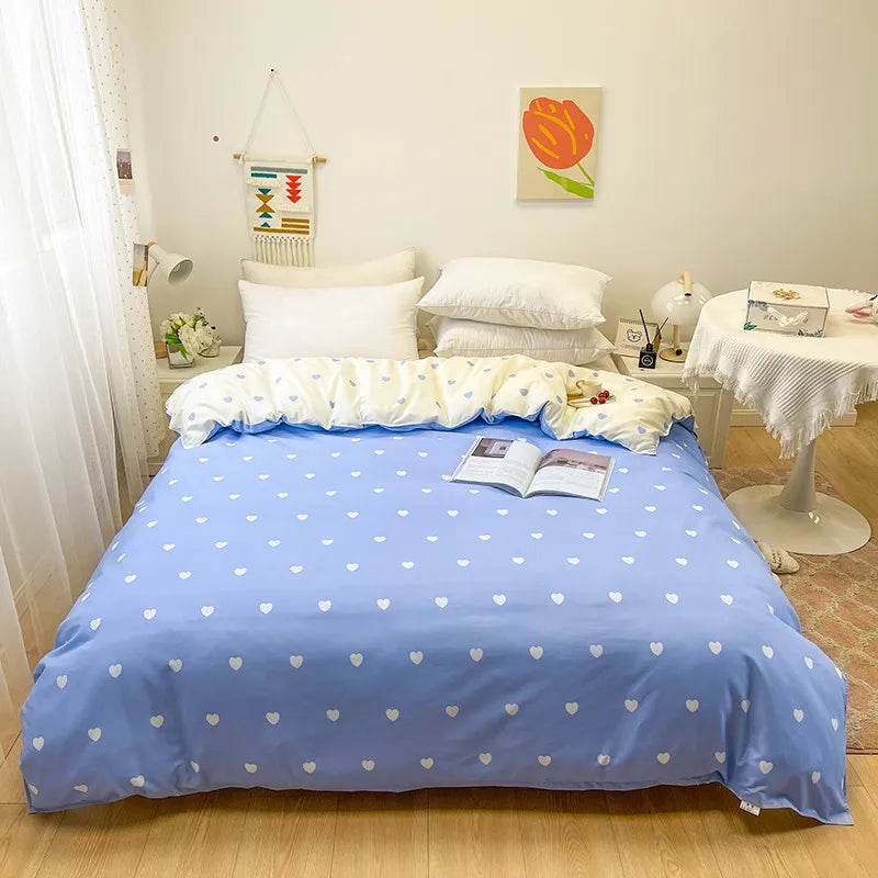 EGW Microfiber Duvet Cover 150*200cm 1PC Korean Single Bedding Quilt Bag Comforter Cover Blue Grid Geometic Stripe Home Linens
