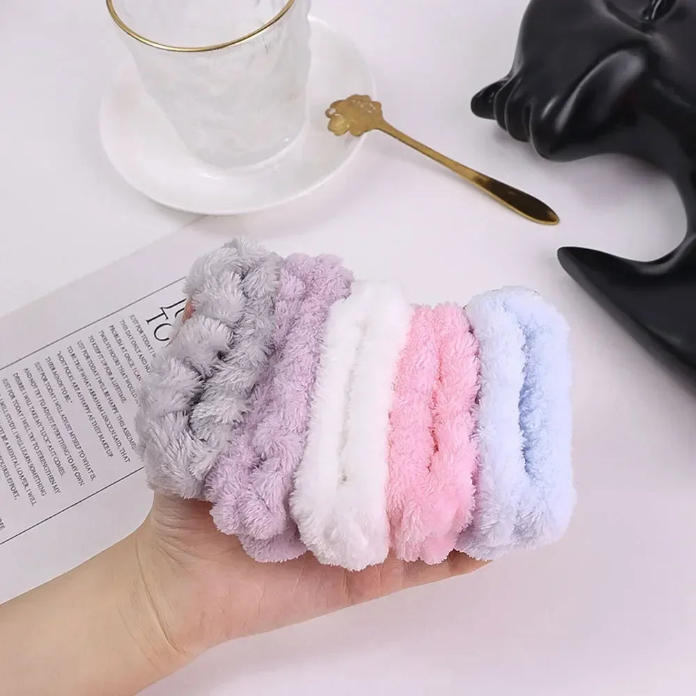 1-10Pairs Flannel Skincare Spa Wristband Makeup Facial Wrist Washband Face Towel Wash Bow Headband Scrunchie Set for Women