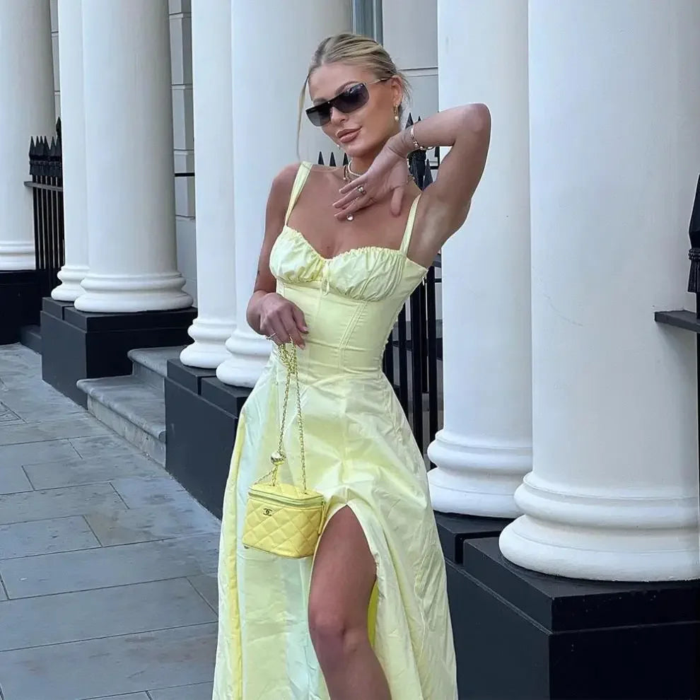 Sexy Floral Print Corset Long Dress Women's Slips Dresses Female Bandage Spring Summer Y2K Summer Holiday Vacatioin White Pink
