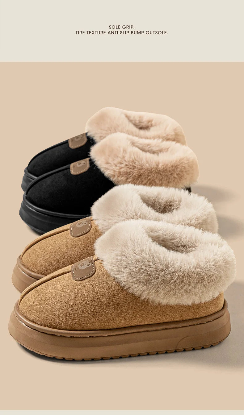 Fleece Lined Winter Slippers For Men Women With Ankle Cover Thick Sole Lightweight Eva Indoor Outdoor Warm Home Shoes Multiple C