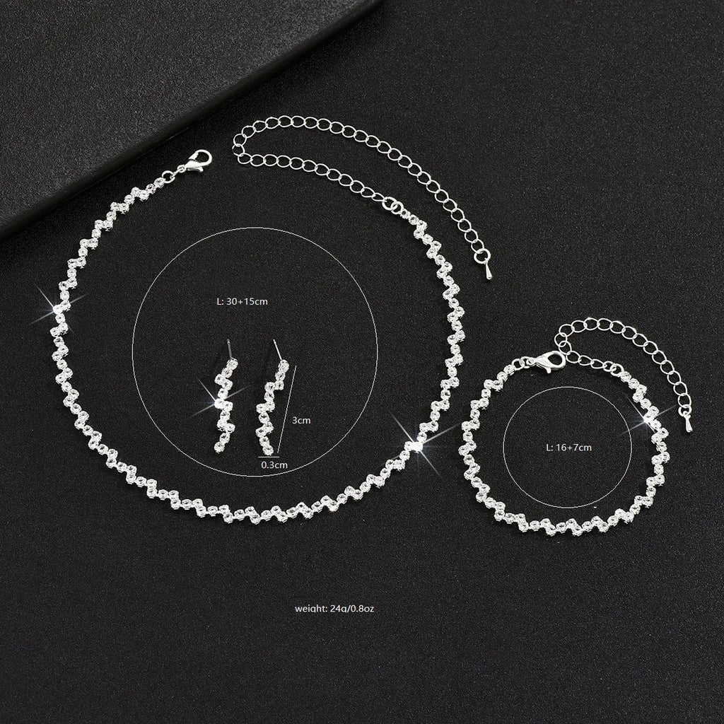Wave Style Jewelry Sets for Women Claw Chain Zircon Choker Necklace Earrings Bracelet Bridal Wedding Party Jewelry Sets
