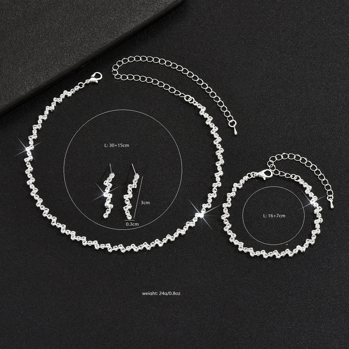 Wave Style Jewelry Sets for Women Claw Chain Zircon Choker Necklace Earrings Bracelet Bridal Wedding Party Jewelry Sets