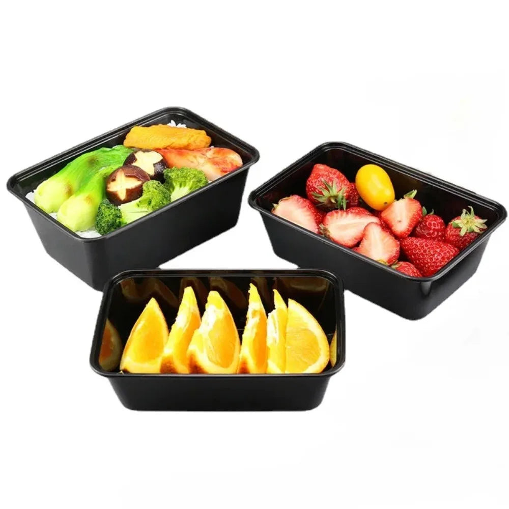 10-Pack Black Disposable Food Containers – Leak-Resistant with Secure Lids | Ideal for Salads, Sandwiches
