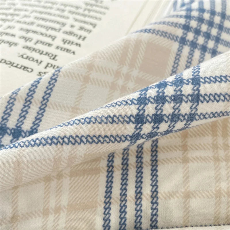 Modern Minimalist Plaid Duvet Cover 220x240 Soft Breathable All Season Queen Comforter Cover Single Piece Striped Quilt Covers