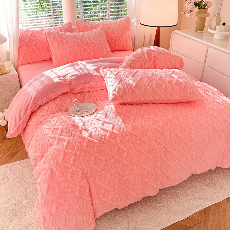 Double Side Velvet Quilt Cover Soft Comforter Cover Winter Duvets Cover Single/Double/Queen/King Size Quilt Cover(No Pillowcase)