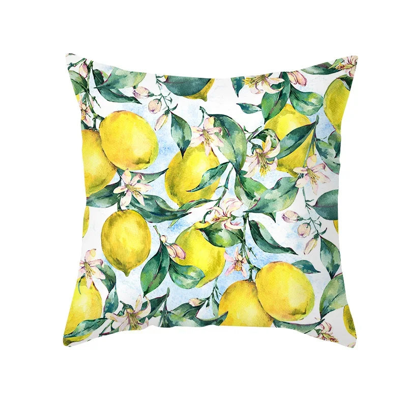 Cushion Cover Throw Pillow Sofa Decorative Pillowcase Lemon Pattern Summer