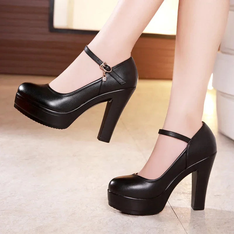 Small Size 32-43 Shallow Thick Bottom White Silver Wedding Shoes Bride Platform Pumps 2025 Block High Heels Shoes for Model Mom