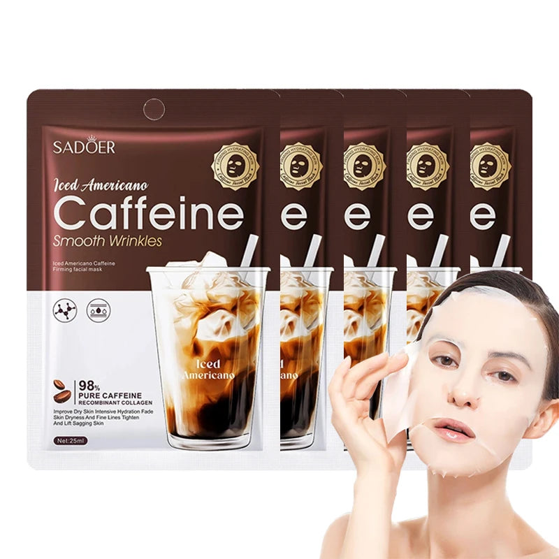 Caffeine Face Mask Anti Wrinkles Moisturizing Hydrating Anti-aging Facial Masks Face Sheet Mask Skin Care Products