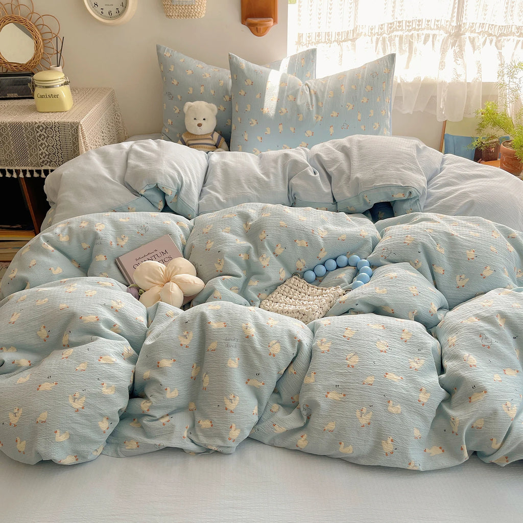 Home Microfiber Duvet Cover 1Pc Breathable Soft Zipper Closure Corner Ties Wrinkle Resistant Hypoallergenic Bedding for Bedroom
