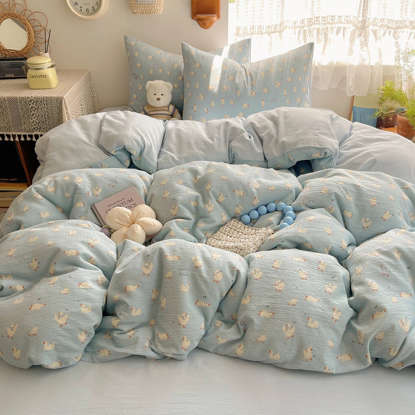 Home Microfiber Duvet Cover 1Pc Breathable Soft Zipper Closure Corner Ties Wrinkle Resistant Hypoallergenic Bedding for Bedroom