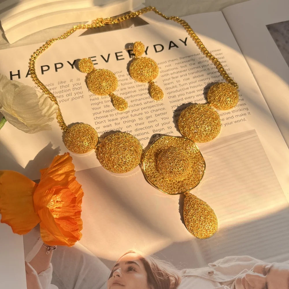 Nigerian Jewelry Set Wedding Jewelry African Designer Earrings Bridal Necklace