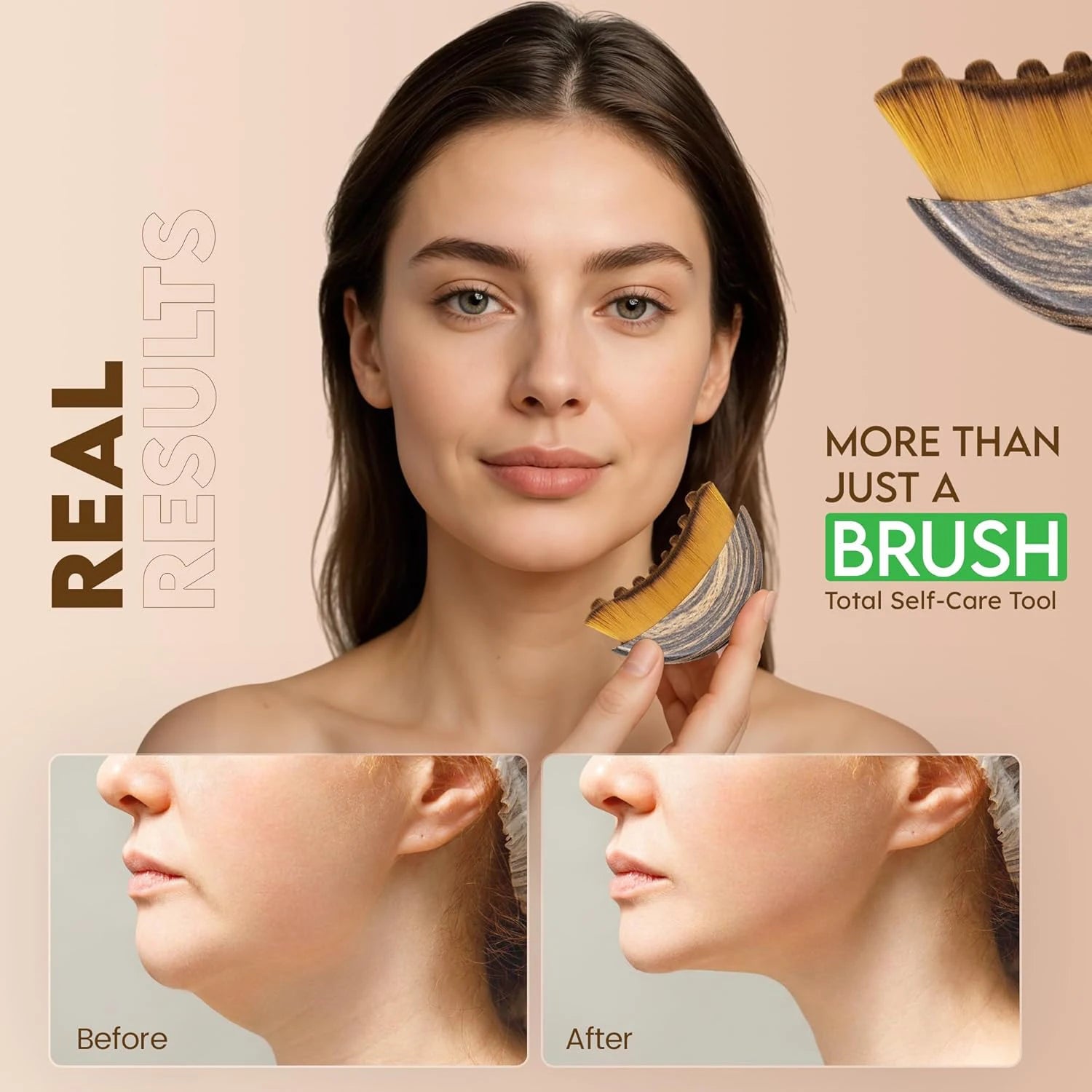 Lymphatic Contour Face Brush Dry Brushing Face Brush Lymphatic Drainage Massager for Face Chin Jawline Sculpting Beauty Tool