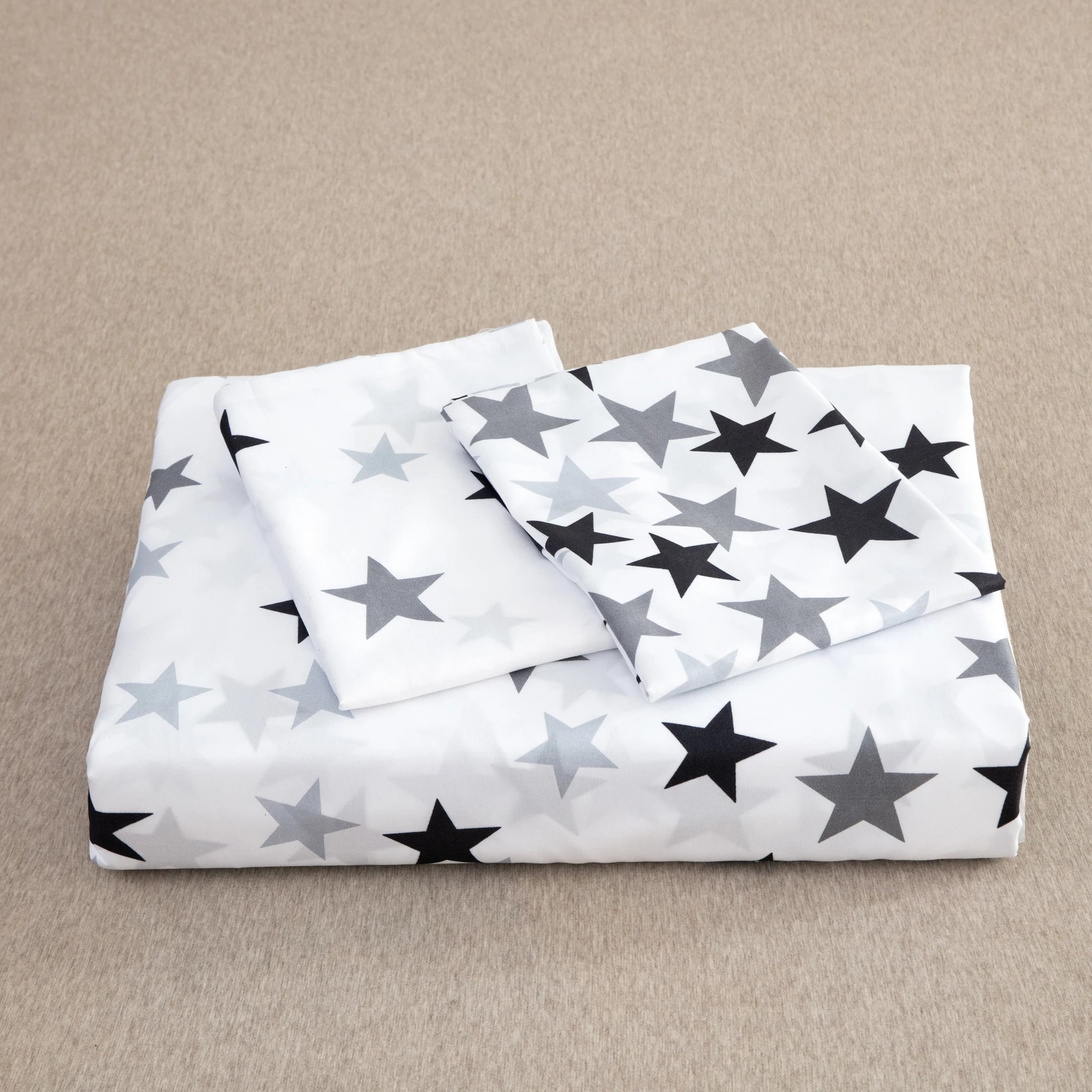 2 Pillowcases + 1 Duvet Cover, Polyester Fiber Star Print White Bedspread 3-Piece Set, Ultra-Soft and Comfortable Polyester Breathable Bedding Duvet Set, Suitable for Bedroom and Guest Room (Bedspread + Pillowcases, Without Q