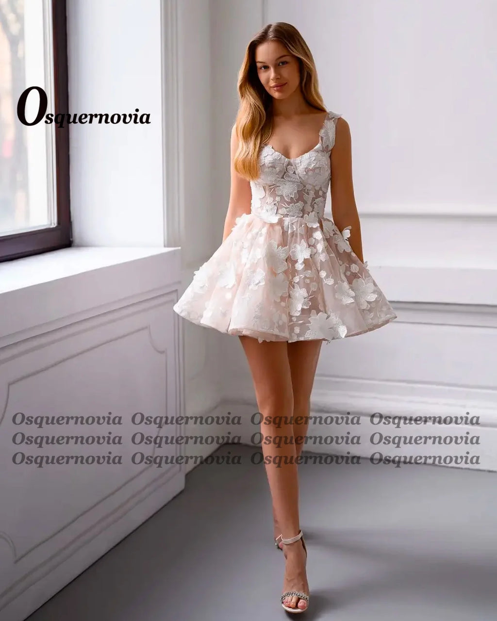 Osquernovia Charming A-line Wedding Dresses Lace Appliques Scoop Neck Lacing Up Spaghetti Straps Vestidos De Novia Customised