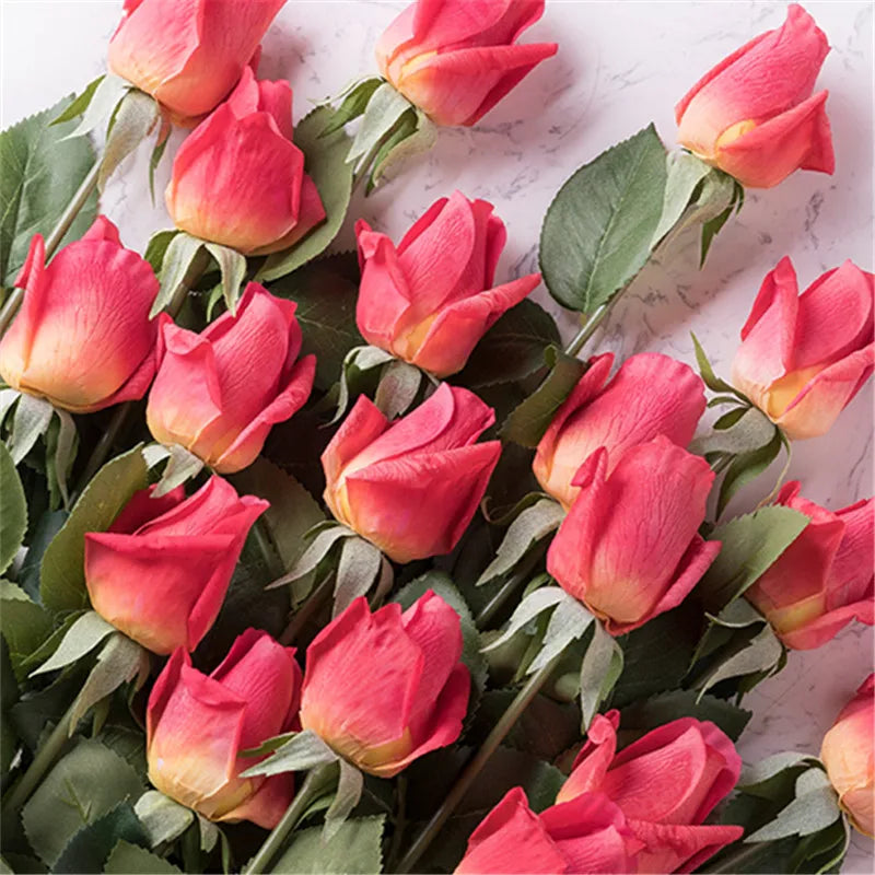 11pcs/Lot Fresh Rose Artificial Flowers Real Touch Rose Floral Home Decorations For Wedding Party Birthday Gifts