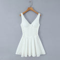 Sexy White Embroidery Floral Corset style Boning Tank Dress Women Cross Lacing up Bow Slim Waist Swing Short Dresses Vestdios