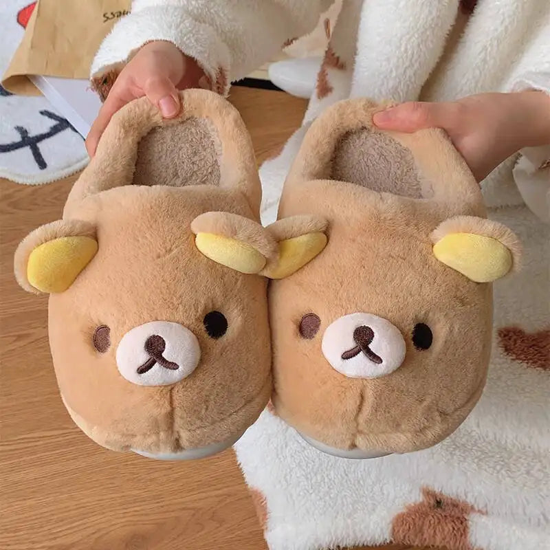 Women's Slippers Winter Couple Style Slippers Cute Relaxing Bear Cotton Cloud Non Slip Warm Shoes For Household Outdoor Holiday
