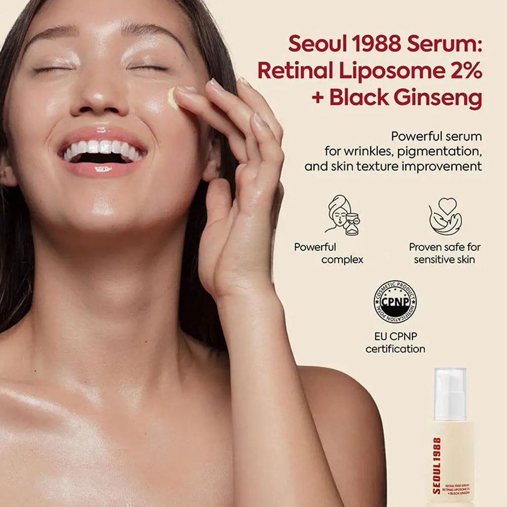 Seoul 1988 Retinol Face Care Serum With Black Ginseng Niacinamide Vitamin C Long-lasting Moisturizing Firming Ampoule Skin Care