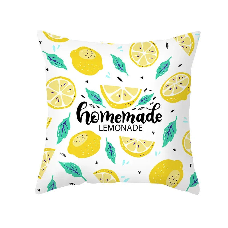 Cushion Cover Throw Pillow Sofa Decorative Pillowcase Lemon Pattern Summer