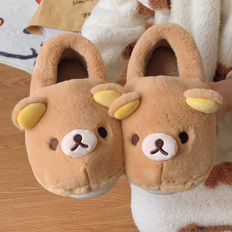 Women's Slippers Winter Couple Style Slippers Cute Relaxing Bear Cotton Cloud Non Slip Warm Shoes For Household Outdoor Holiday