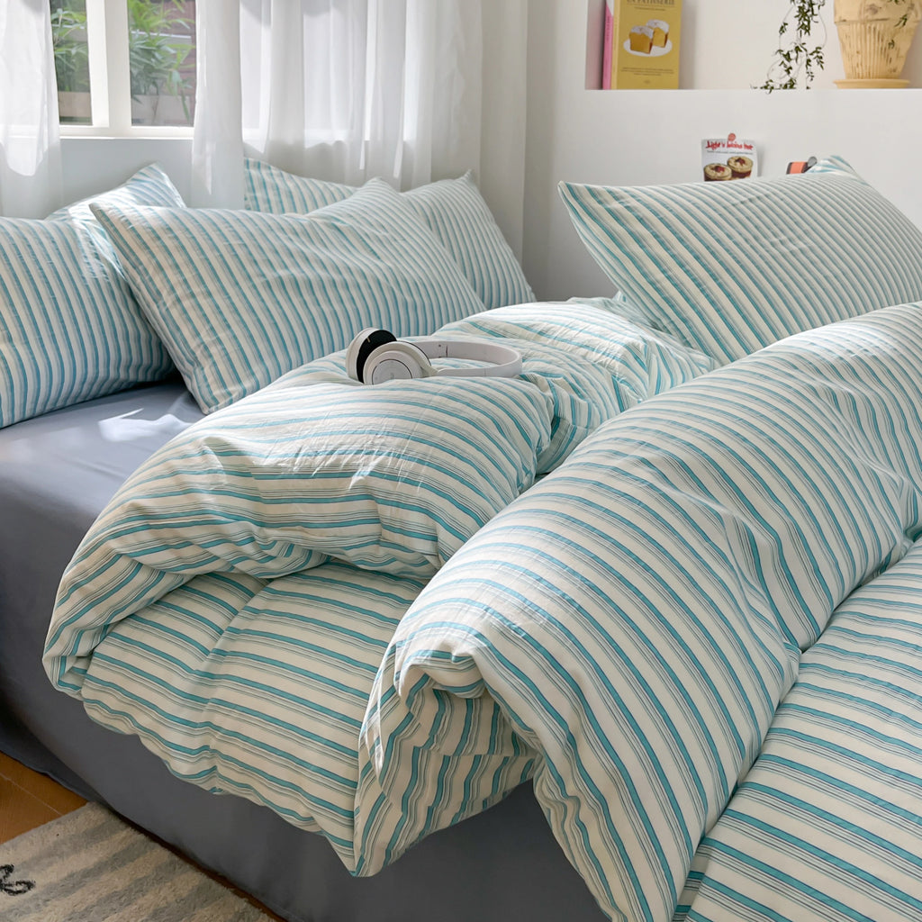 Modern Minimalist Plaid Duvet Cover 220x240 Soft Breathable All Season Queen Comforter Cover Single Piece Striped Quilt Covers