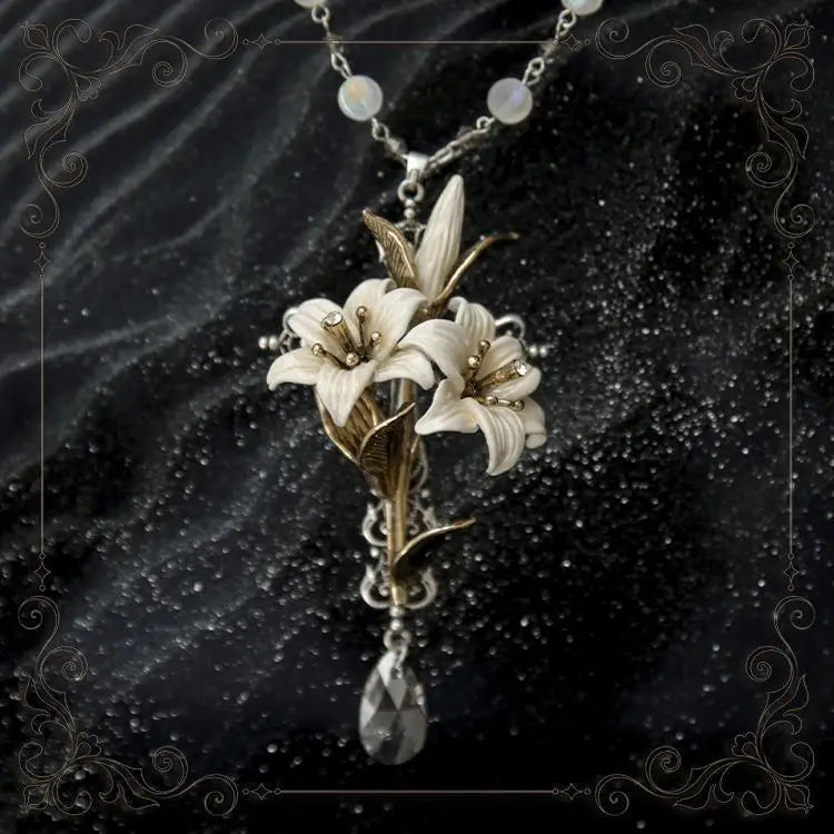 Xiaoye Lily Elegant Gothic Necklace Ring Brooch