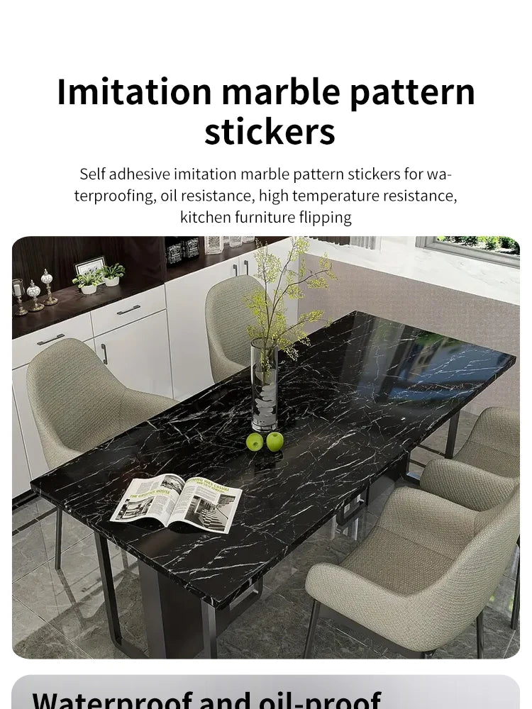 Marble Wall Stickers Wallpaper, Kitchen Countertops Cabinets Furniture Self-adhesive Wallpaper, PVC Greaseproof Stickers