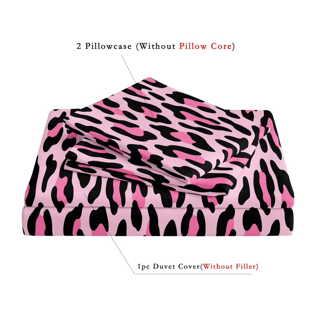 3pcs Dark Leopard Print Fashion Duvet Cover Set（1Duvet Cover + 2 Pillowwases） High-Definition Printed LuxuryBedding Set