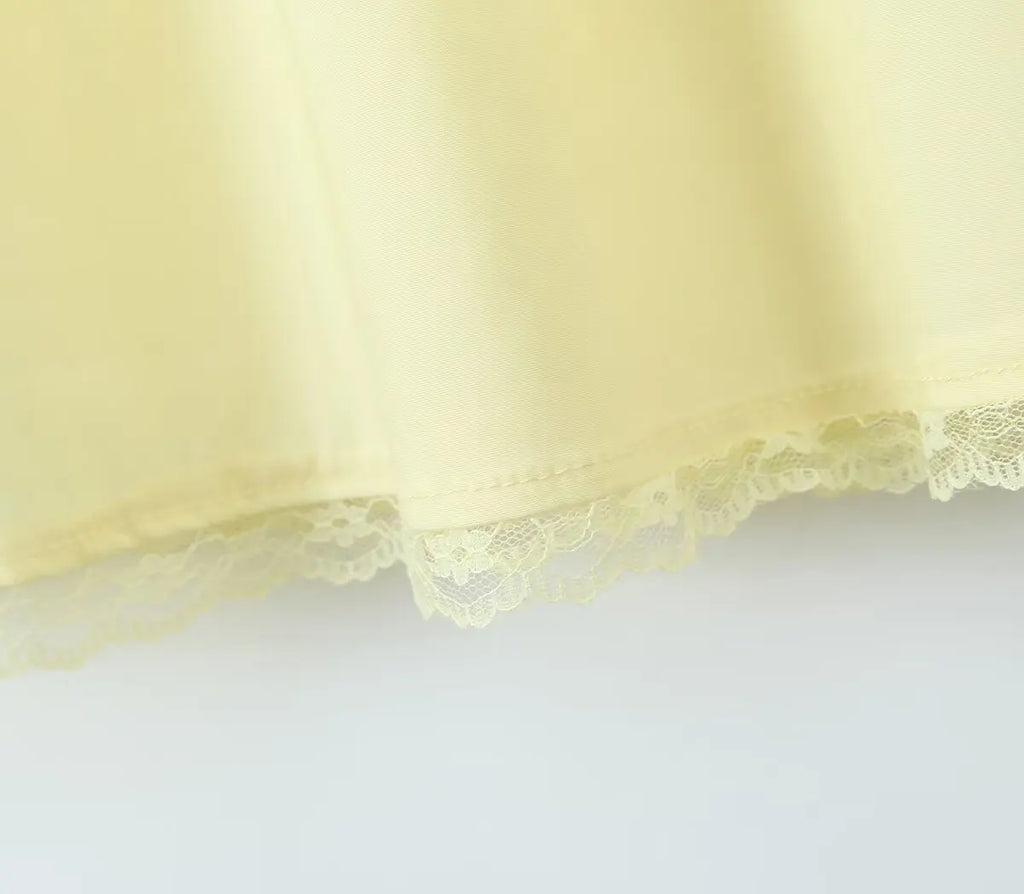 2024 Sexy Sky blue Splice Lace Bow Ruched Chest Corset Style Sling Dress Cross Bandage Lacing Up Back Hem Slit Midi Robe Women