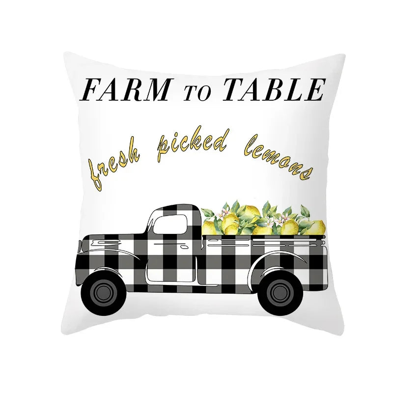 Cushion Cover Throw Pillow Sofa Decorative Pillowcase Lemon Pattern Summer