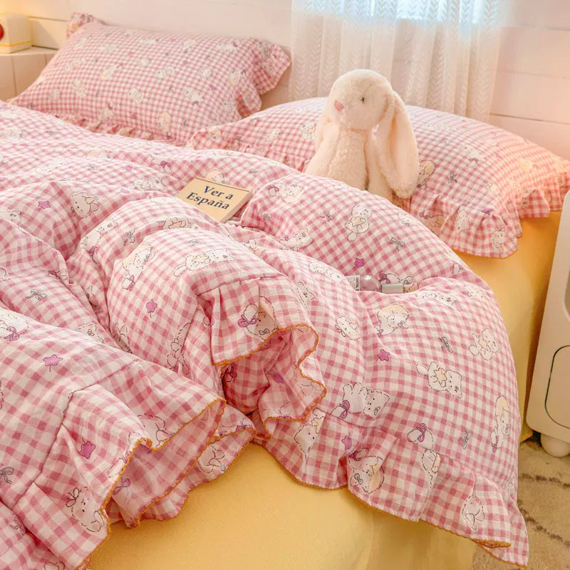 Bonenjoy Lace Duvet Cover Printed Home Quilts Cover Ruffles Comforter Covers Adults Kids Room Bedding (Pillowcase Need Order)