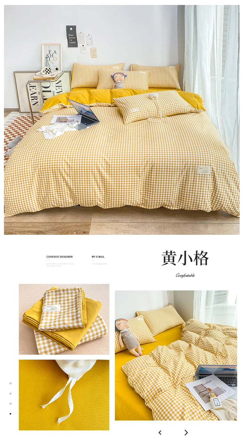 Small plaid pattern style single quilt cover double bed down duvet cover220x240cm large size quilt cover without pillowcase