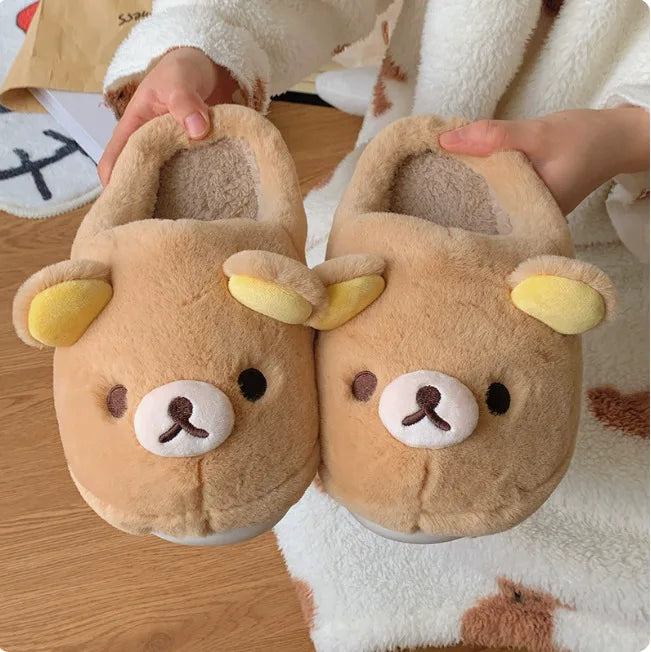 Women's Slippers Winter Couple Style Slippers Cute Relaxing Bear Cotton Cloud Non Slip Warm Shoes For Household Outdoor Holiday