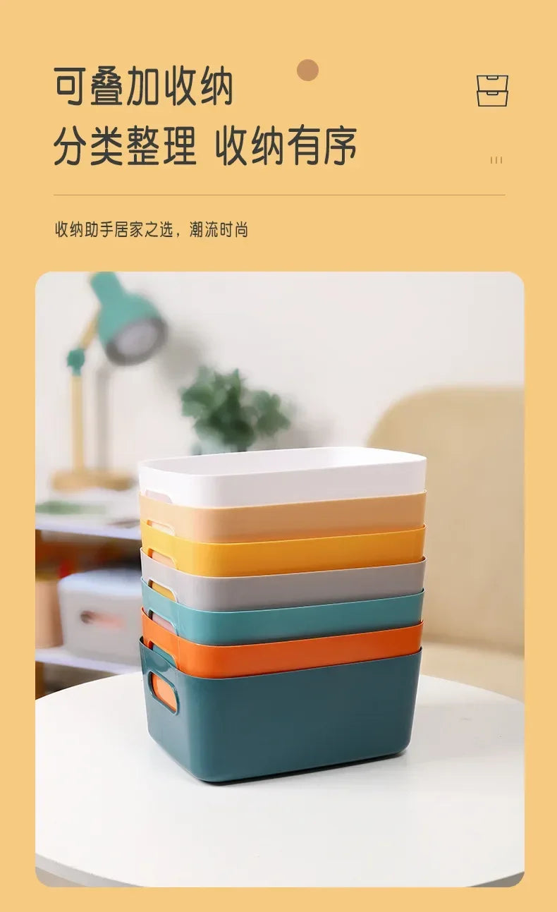 Foldable Storage Boxes Student Desktop Collapsible Crate Organizer Tape Stationery Cosmetic Rack Folding Storage Basket 1PC