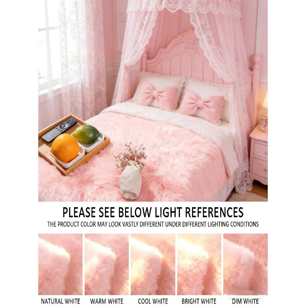 3/4 Set Of Light Luxury Solid Color Plush Bedding, 1/2 Pillowcase+1 Duvet Cover+Heart-Shaped Pillow, With Heart-Shaped Pillow, T